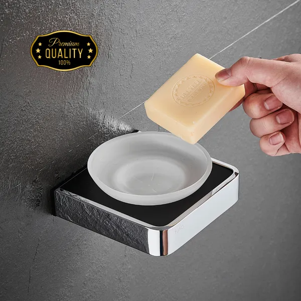 FUAO_Maxton_Series_Soap_Dish_Wall_Mounted,_Rust_Proof_&_Corrosion_Free,_Heavy-Duty_Bathroom_Soap_Holder_|_Modern_&_Space-Saving_|_Chrome,_Brushed_Gold_&_Matte_Black_(Chrome_Glossy)