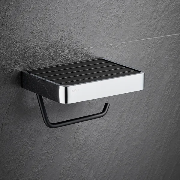 FUAO_Maxton_Series_Toilet_Paper_Holder,_Wall_Mounted,_Rust_Proof_&_Corrosion_Free,_Heavy-Duty_Bathroom_Tissue_Holder,_Modern_Accessory_|_Chrome,_Brushed_Gold_&_Matte_Black_(Chrome_Glossy)