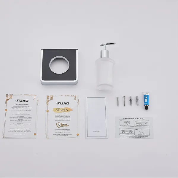 FUAO_Maxton_Series_Soap_Dispenser,_Wall_Mounted,_Rust_Proof_&_Corrosion_Free,_Heavy-Duty_Bathroom_Liquid_Soap_Pump_|_Chrome,_Brushed_Gold_&_Matte_Black_(Chrome_Glossy)