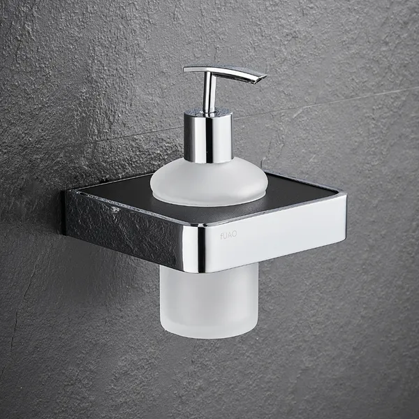 FUAO_Maxton_Series_Soap_Dispenser,_Wall_Mounted,_Rust_Proof_&_Corrosion_Free,_Heavy-Duty_Bathroom_Liquid_Soap_Pump_|_Chrome,_Brushed_Gold_&_Matte_Black_(Chrome_Glossy)