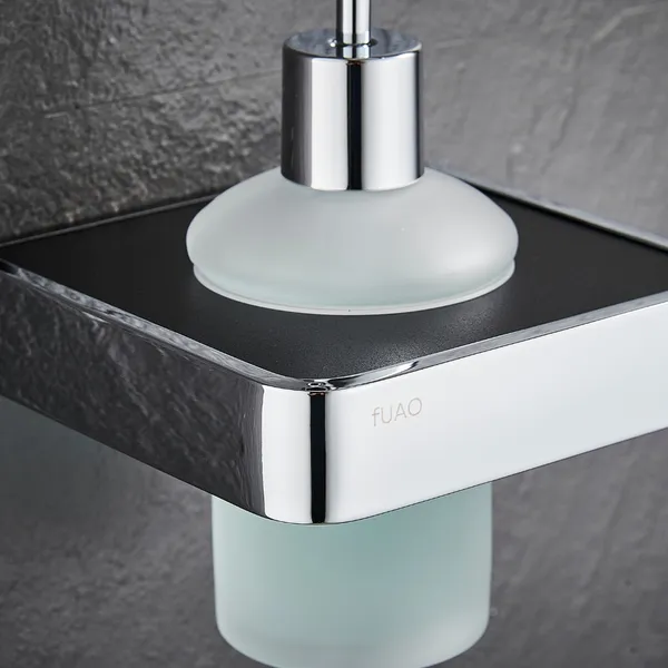 FUAO_Maxton_Series_Soap_Dispenser,_Wall_Mounted,_Rust_Proof_&_Corrosion_Free,_Heavy-Duty_Bathroom_Liquid_Soap_Pump_|_Chrome,_Brushed_Gold_&_Matte_Black_(Chrome_Glossy)
