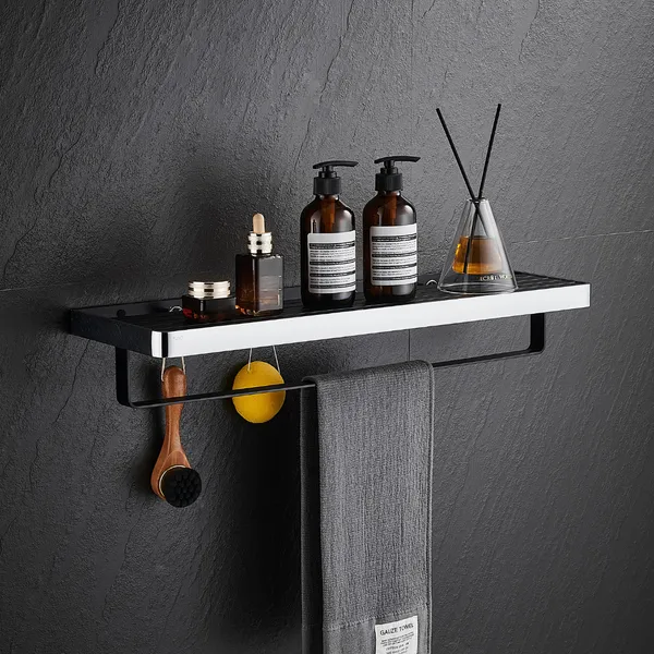FUAO_Maxton_Series_Towel_Rack,_Wall_Mounted,_Rust_Proof_&_Corrosion_Free,_Heavy-Duty_Bathroom_Shelf_&_Hanger,_Multipurpose_Storage_Rack_|_Chrome,_Brushed_Gold_&_Matte_Black_(Chrome_Glossy)