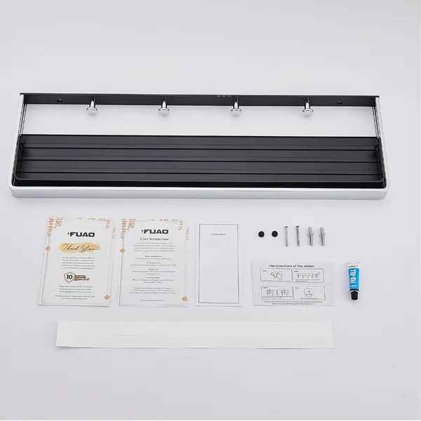 FUAO_Maxton_Series_Towel_Rack,_Wall_Mounted,_Rust_Proof_&_Corrosion_Free,_Heavy-Duty_Bathroom_Shelf_&_Hanger,_Multipurpose_Storage_Rack_|_Chrome,_Brushed_Gold_&_Matte_Black_(Chrome_Glossy)