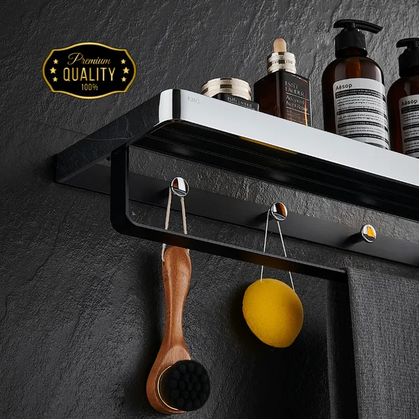 FUAO_Maxton_Series_Towel_Rack,_Wall_Mounted,_Rust_Proof_&_Corrosion_Free,_Heavy-Duty_Bathroom_Shelf_&_Hanger,_Multipurpose_Storage_Rack_|_Chrome,_Brushed_Gold_&_Matte_Black_(Chrome_Glossy)