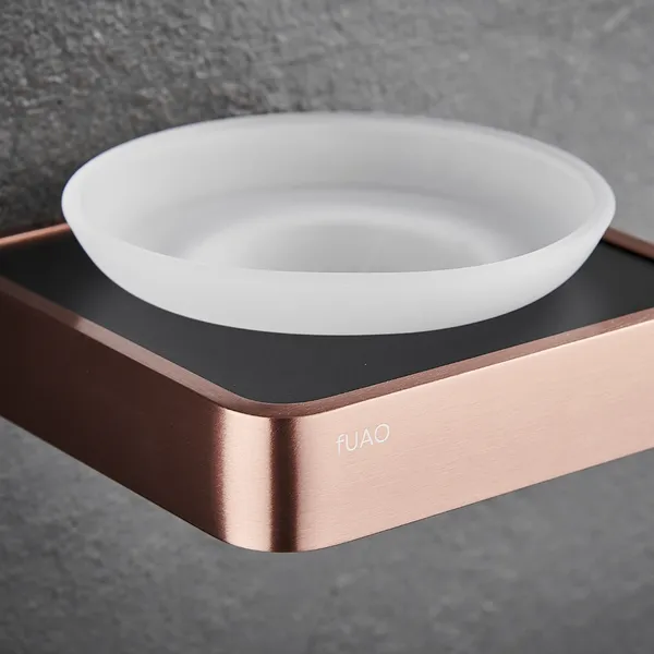 FUAO_Maxton_Series_Soap_Dish_Wall_Mounted,_Rust_Proof_&_Corrosion_Free,_Heavy-Duty_Bathroom_Soap_Holder_|_Modern_&_Space-Saving_|_Chrome,_Brushed_Gold_&_Matte_Black_(Brushed_Rosegold_NEW)