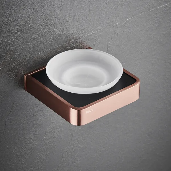 FUAO_Maxton_Series_Soap_Dish_Wall_Mounted,_Rust_Proof_&_Corrosion_Free,_Heavy-Duty_Bathroom_Soap_Holder_|_Modern_&_Space-Saving_|_Chrome,_Brushed_Gold_&_Matte_Black_(Brushed_Rosegold_NEW)