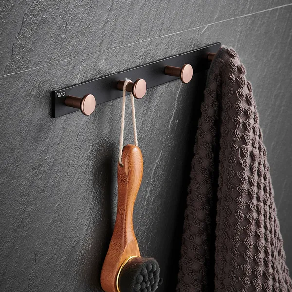 FUAO_Maxton_Series_Robe_Hook,_Wall_Mounted,_Rust_Proof_&_Corrosion_Free,_Heavy-Duty_Bathroom_Hanger,_Space-Saving_Luxury_Accessory_|_Chrome,_Brushed_Gold_&_Matte_Black_(Brushed_Rosegold_NEW)