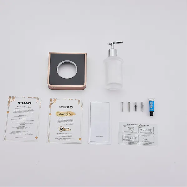 FUAO_Maxton_Series_Soap_Dispenser,_Wall_Mounted,_Rust_Proof_&_Corrosion_Free,_Heavy-Duty_Bathroom_Liquid_Soap_Pump_|_Chrome,_Brushed_Gold_&_Matte_Black_(Brushed_Rosegold_NEW)