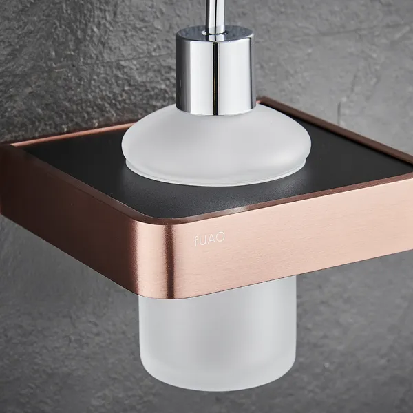 FUAO_Maxton_Series_Soap_Dispenser,_Wall_Mounted,_Rust_Proof_&_Corrosion_Free,_Heavy-Duty_Bathroom_Liquid_Soap_Pump_|_Chrome,_Brushed_Gold_&_Matte_Black_(Brushed_Rosegold_NEW)