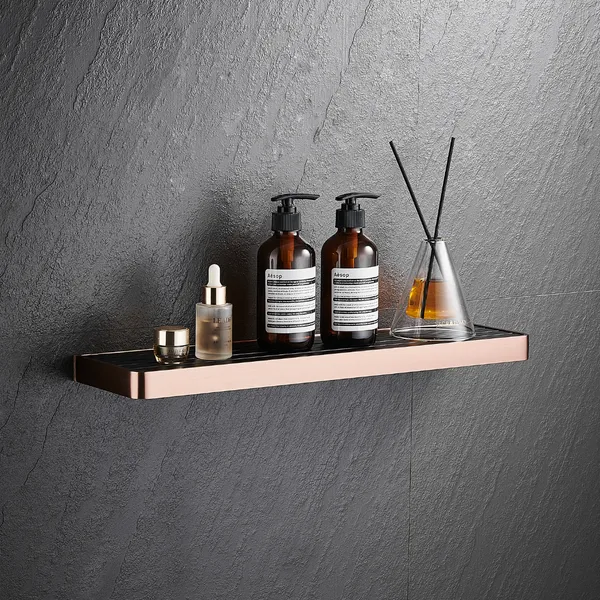 FUAO_Maxton_Series_Bathroom_Shelf,_Wall_Mounted,_Rust_Proof_&_Corrosion_Free,_Heavy-Duty_Storage_Rack,_Space-Saving_Modern_Accessory_|_Chrome,_Brushed_Gold_&_Matte_Black_(Brushed_Rosegold_NEW)