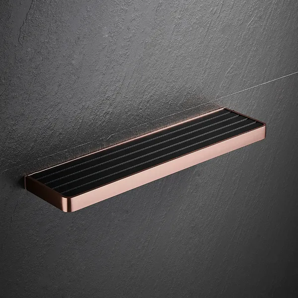 FUAO_Maxton_Series_Bathroom_Shelf,_Wall_Mounted,_Rust_Proof_&_Corrosion_Free,_Heavy-Duty_Storage_Rack,_Space-Saving_Modern_Accessory_|_Chrome,_Brushed_Gold_&_Matte_Black_(Brushed_Rosegold_NEW)