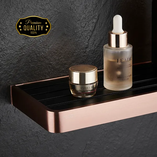 FUAO_Maxton_Series_Bathroom_Shelf,_Wall_Mounted,_Rust_Proof_&_Corrosion_Free,_Heavy-Duty_Storage_Rack,_Space-Saving_Modern_Accessory_|_Chrome,_Brushed_Gold_&_Matte_Black_(Brushed_Rosegold_NEW)