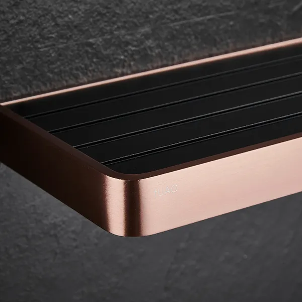 FUAO_Maxton_Series_Bathroom_Shelf,_Wall_Mounted,_Rust_Proof_&_Corrosion_Free,_Heavy-Duty_Storage_Rack,_Space-Saving_Modern_Accessory_|_Chrome,_Brushed_Gold_&_Matte_Black_(Brushed_Rosegold_NEW)