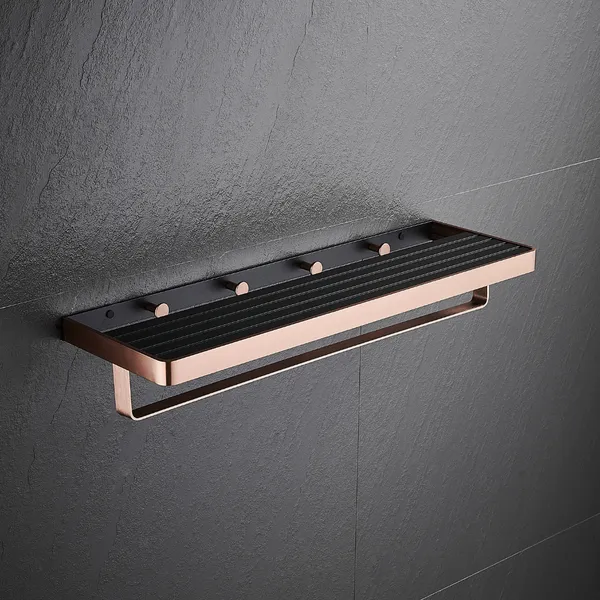 FUAO_Maxton_Series_Towel_Rack,_Wall_Mounted,_Rust_Proof_&_Corrosion_Free,_Heavy-Duty_Bathroom_Shelf_&_Hanger,_Multipurpose_Storage_Rack_|_Chrome,_Brushed_Gold_&_Matte_Black_(Brushed_Rosegold_NEW)