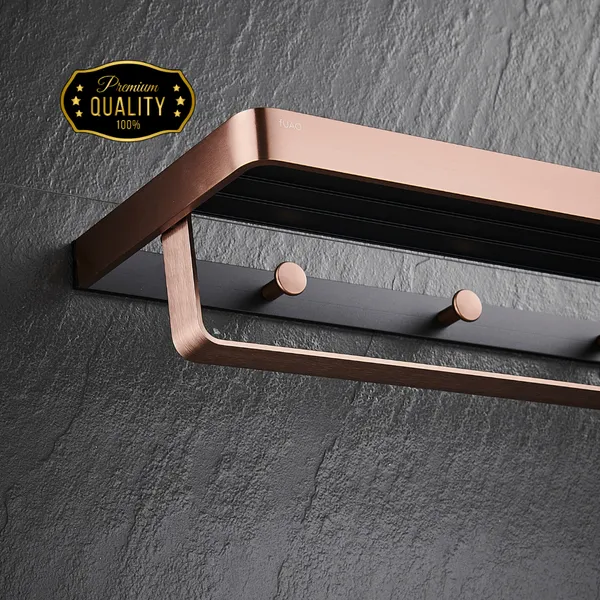 FUAO_Maxton_Series_Towel_Rack,_Wall_Mounted,_Rust_Proof_&_Corrosion_Free,_Heavy-Duty_Bathroom_Shelf_&_Hanger,_Multipurpose_Storage_Rack_|_Chrome,_Brushed_Gold_&_Matte_Black_(Brushed_Rosegold_NEW)