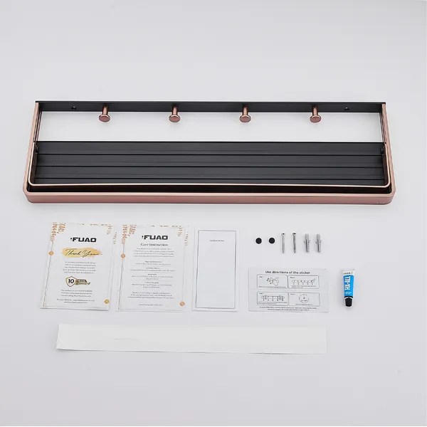 FUAO_Maxton_Series_Towel_Rack,_Wall_Mounted,_Rust_Proof_&_Corrosion_Free,_Heavy-Duty_Bathroom_Shelf_&_Hanger,_Multipurpose_Storage_Rack_|_Chrome,_Brushed_Gold_&_Matte_Black_(Brushed_Rosegold_NEW)