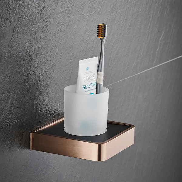 FUAO_Maxton_Series_Tumbler_Holder_|_Wall_Mounted,_Rust_Proof_&_Corrosion_Free,_Heavy-Duty_Bathroom_Accessory_|_Space-Saving_Tooth_Brush_Holder_|_Chrome,_Brushed_Gold_&_Matte_Black_(Brushed_Bronze)