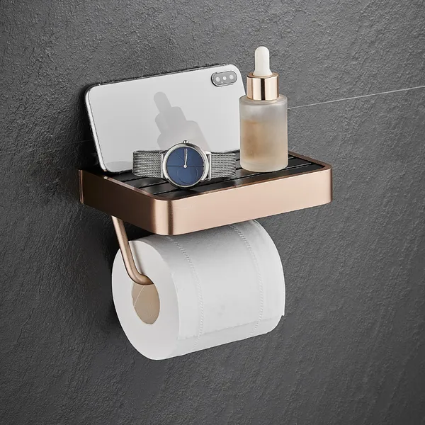 FUAO_Maxton_Series_Toilet_Paper_Holder,_Wall_Mounted,_Rust_Proof_&_Corrosion_Free,_Heavy-Duty_Bathroom_Tissue_Holder,_Modern_Accessory_|_Chrome,_Brushed_Gold_&_Matte_Black_(Brushed_Bronze)