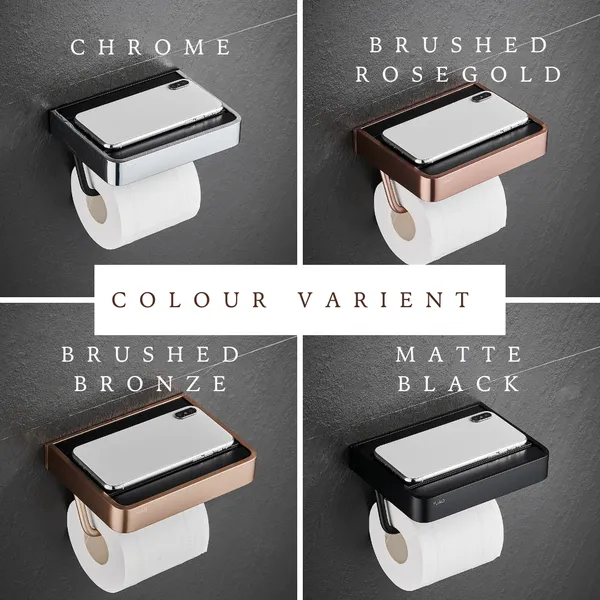 FUAO_Maxton_Series_Toilet_Paper_Holder,_Wall_Mounted,_Rust_Proof_&_Corrosion_Free,_Heavy-Duty_Bathroom_Tissue_Holder,_Modern_Accessory_|_Chrome,_Brushed_Gold_&_Matte_Black_(Brushed_Bronze)