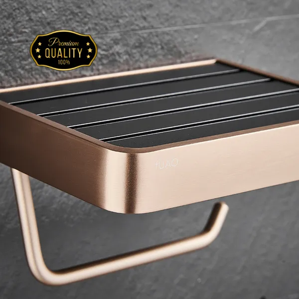 FUAO_Maxton_Series_Toilet_Paper_Holder,_Wall_Mounted,_Rust_Proof_&_Corrosion_Free,_Heavy-Duty_Bathroom_Tissue_Holder,_Modern_Accessory_|_Chrome,_Brushed_Gold_&_Matte_Black_(Brushed_Bronze)