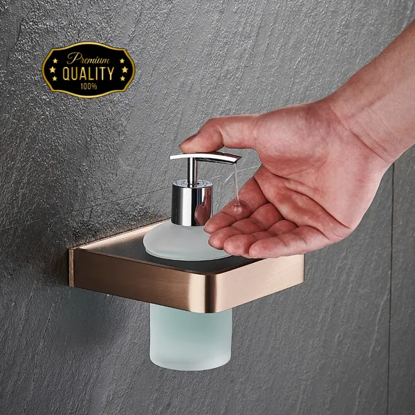 FUAO_Maxton_Series_Soap_Dispenser,_Wall_Mounted,_Rust_Proof_&_Corrosion_Free,_Heavy-Duty_Bathroom_Liquid_Soap_Pump_|_Chrome,_Brushed_Gold_&_Matte_Black_(Brushed_Bronze)
