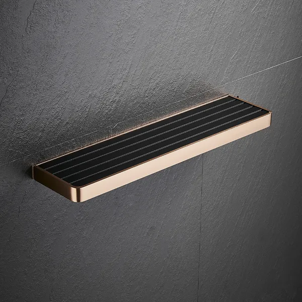 FUAO_Maxton_Series_Bathroom_Shelf,_Wall_Mounted,_Rust_Proof_&_Corrosion_Free,_Heavy-Duty_Storage_Rack,_Space-Saving_Modern_Accessory_|_Chrome,_Brushed_Gold_&_Matte_Black_(Brushed_Bronze)