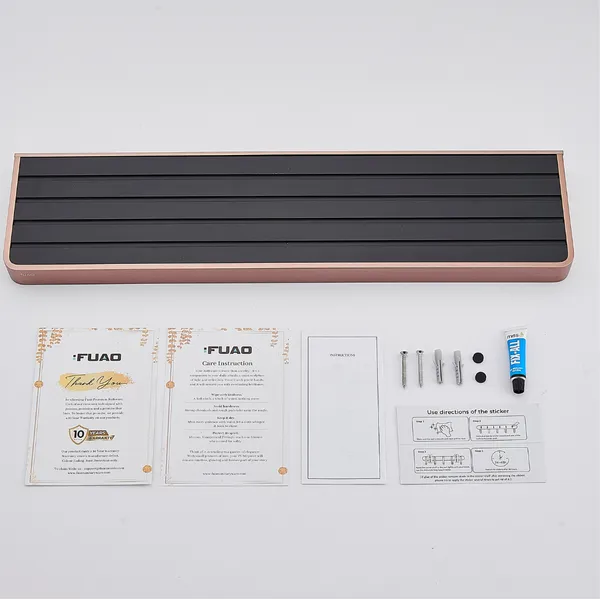 FUAO_Maxton_Series_Bathroom_Shelf,_Wall_Mounted,_Rust_Proof_&_Corrosion_Free,_Heavy-Duty_Storage_Rack,_Space-Saving_Modern_Accessory_|_Chrome,_Brushed_Gold_&_Matte_Black_(Brushed_Bronze)