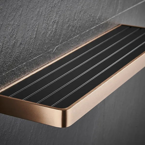 FUAO_Maxton_Series_Bathroom_Shelf,_Wall_Mounted,_Rust_Proof_&_Corrosion_Free,_Heavy-Duty_Storage_Rack,_Space-Saving_Modern_Accessory_|_Chrome,_Brushed_Gold_&_Matte_Black_(Brushed_Bronze)