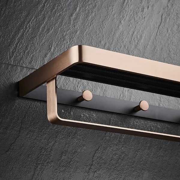 FUAO_Maxton_Series_Towel_Rack,_Wall_Mounted,_Rust_Proof_&_Corrosion_Free,_Heavy-Duty_Bathroom_Shelf_&_Hanger,_Multipurpose_Storage_Rack_|_Chrome,_Brushed_Gold_&_Matte_Black_(Brushed_Bronze)