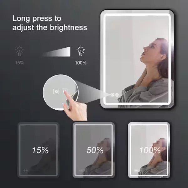 FUAO_Premium_Oval_LED_Bathroom_Mirror_450x600_mm,_Aluminum_Frame_|_3-Color_Light,_Long-Press_Dimmable,_Anti-Fog,_Time_&_Temp_Display_(Brushed_Gold,_18"x24")