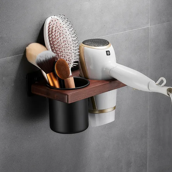 FUAO_Luxury_Aluminium_&_Solid_Wood_Toothbrush_Holder_|_Wall-Mounted_Toothbrush_&_Hand_Dryer_Holder_with_Drainage_Tumbler_|_Rust-Proof,_Termite-Safe,_Color-Stable