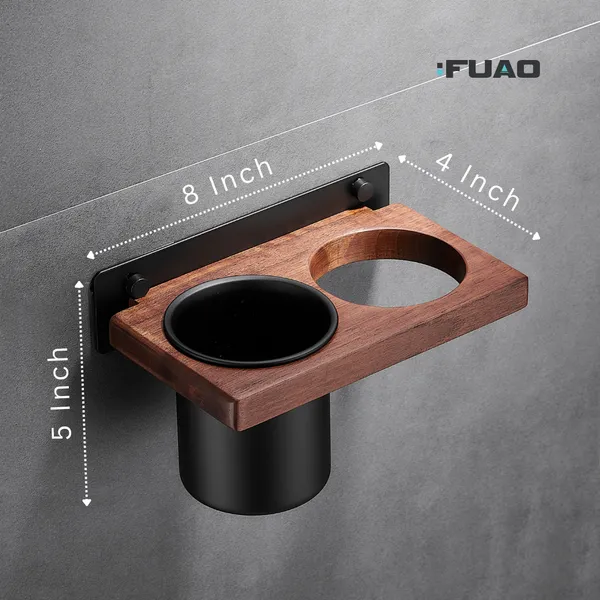 FUAO_Luxury_Aluminium_&_Solid_Wood_Toothbrush_Holder_|_Wall-Mounted_Toothbrush_&_Hand_Dryer_Holder_with_Drainage_Tumbler_|_Rust-Proof,_Termite-Safe,_Color-Stable