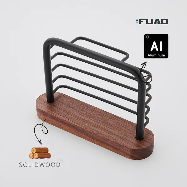 FUAO_Luxury_Aluminium_&_Solid_Wood_Soap_Basket_|_Rust-Proof_Premium_Soap_Holder_for_Bathroom_|_No-Drill_Wall_Mount_with_Adhesive_|_Termite-Free_Solid_Wood_|_Matte_Black_Soap_Dish_for_Shower_Area