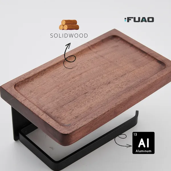 FUAO_Luxury_Toilet_Paper_Holder_with_Mobile_Shelf_|_Solid_Wood_&_Aluminium_|_Rust-Proof_10-Year_Warranty_|_Termite-Free_Wooden_Shelf_|_Bathroom_Tissue_Roll_Holder_for_Modern_Bathrooms