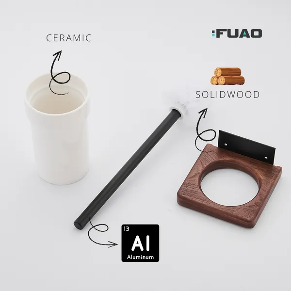 FUAO_Luxury_Toilet_Brush_Holder_|_Premium_Aluminium_&_Solid_Wood_|_Rust-Proof_10_Years_Warranty_|_Termite-Free_Wooden_Base_|_Bathroom_Cleaning_Brush_Set_|_Modern_Wall-Mounted_WC_Brush_Holder