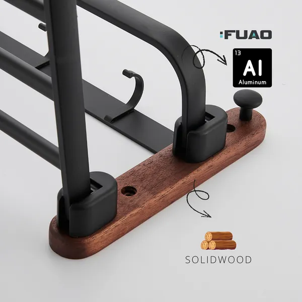 FUAO_Luxury_Solid_Wood_&_Aluminium_Towel_Rack_|_Rust-Proof_10-Year_Warranty_|_Wall_Mounted_Bathroom_Shelf_for_Towels,_Clothes,_Bathrobes_|_Premium_Termite-Free_Wooden_Bathroom_Accessory