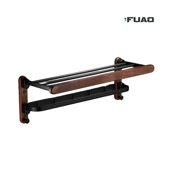 FUAO_Luxury_Solid_Wood_&_Aluminium_Towel_Rack_|_Rust-Proof_10-Year_Warranty_|_Wall_Mounted_Bathroom_Shelf_for_Towels,_Clothes,_Bathrobes_|_Premium_Termite-Free_Wooden_Bathroom_Accessory
