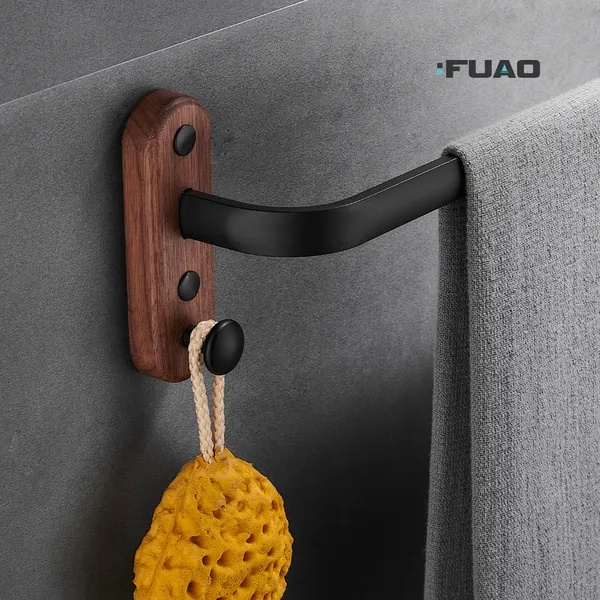 FUAO_Luxury_Towel_Rod_with_Hooks_|_Premium_Aluminium_&_Solid_Wood_Bathroom_Towel_Holder_|_Rust-Proof_10-Year_Warranty_|_Wall_Mounted_Towel_Bar_for_Bath_Towels,_Scrubber_&_Shower_Essentials