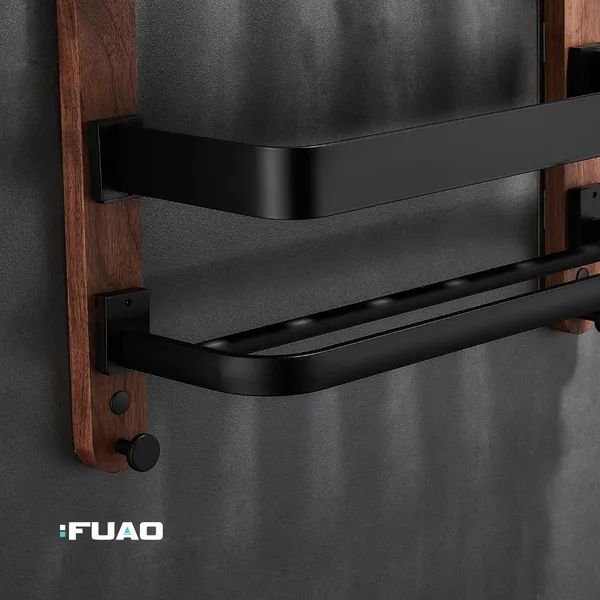 FUAO_Luxury_Double_Bathroom_Shelf_with_Towel_Holder_&_Hooks_|_Premium_Aluminium_+_Solid_Wood_|_Rust-Proof,_Termite-Free_|_Space_Saving_Wall_Mounted_Organizer_for_Washbasin_&_Shower_Area