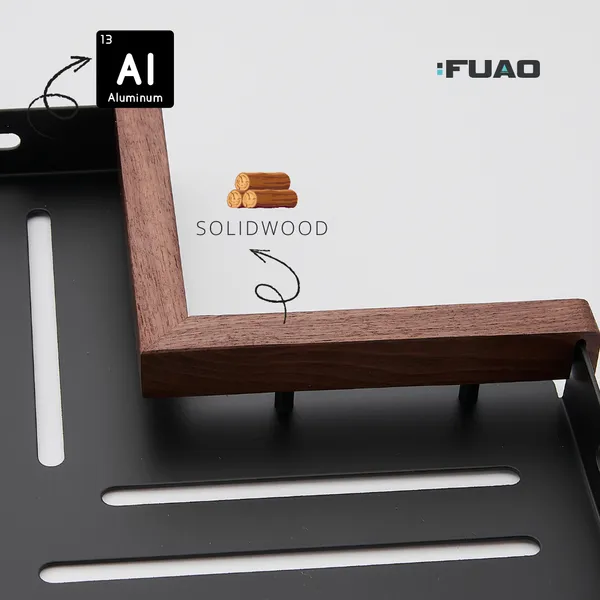 Fuao_Bathroom_Corner_Shelf_with_Walnut_Wood_&_Matte_Black_Aluminium_Frame,_Wall_Mounted_Shower_Corner_with_Side_Hooks_for_Shampoo_Toiletries_Storage