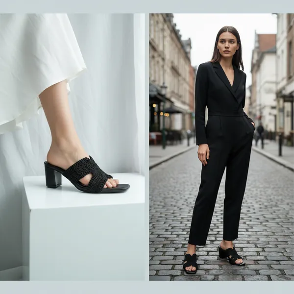 BLACK_Block_Heel_Chic_Crocheted_Style_Sandal