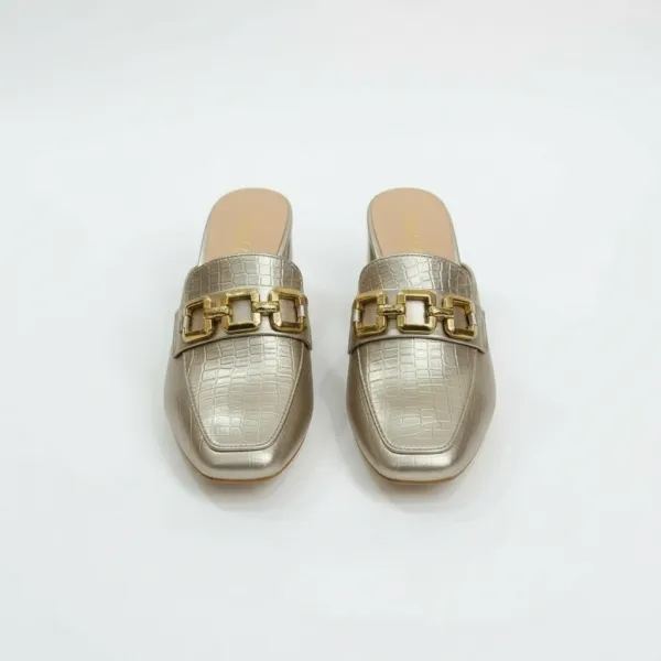 Luxury_Metallic_Gold_Croc-Textured_Mule_Heels_for_Women_–_Designer_Block_Heel_Slip-On_Loafers_with_Gold_Chain_Detail