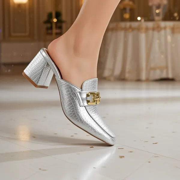 Silver_Croc-Embossed_Block_Heel_Mule_With_Gold_Buckle_Square_Toe_Shape