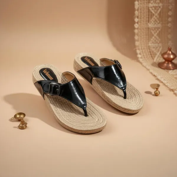 Black_Buckle_Thong_Sandals_for_Women_–_Casual_Comfort_Slip-On_Flats