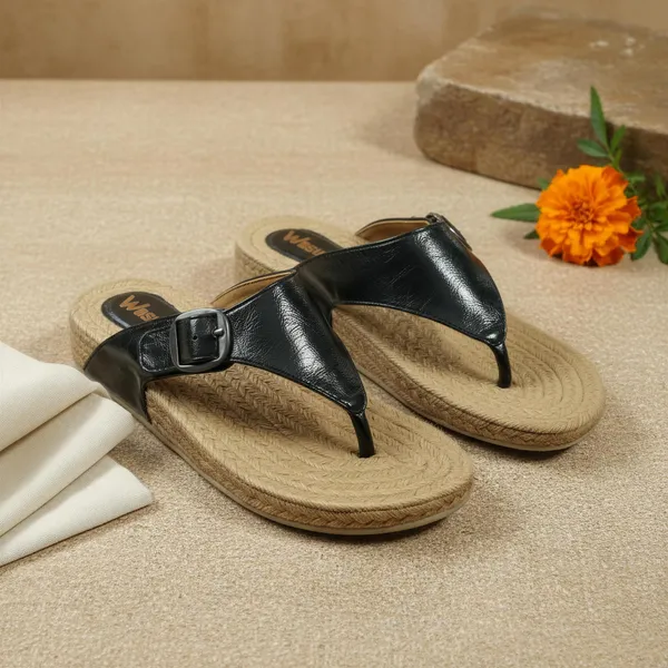 Black_Buckle_Thong_Sandals_for_Women_–_Casual_Comfort_Slip-On_Flats