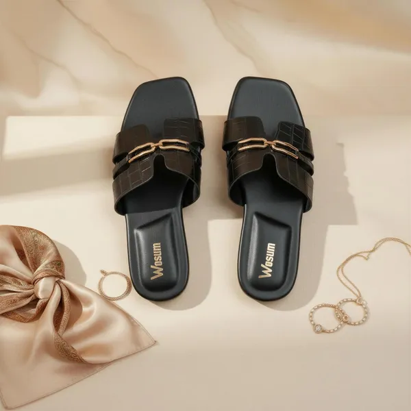 Black_Croc_Chain_Flat_Sandals_for_Women_|_Premium_Designer_Slip-On_Slides