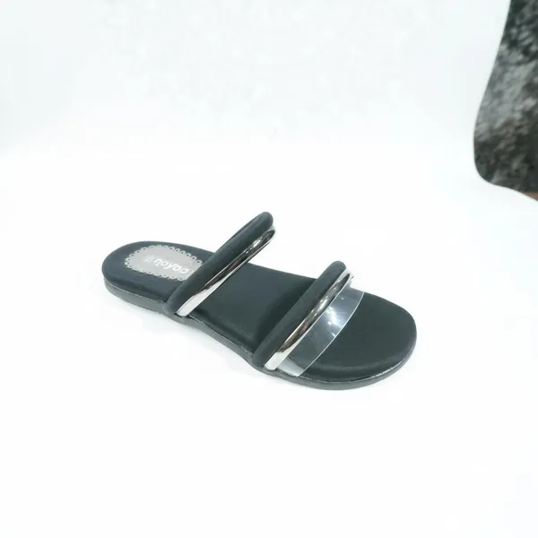 Black_Metallic_Double_Strap_Slide_Sandals_|_Premium_Transparent_Comfort_Flats