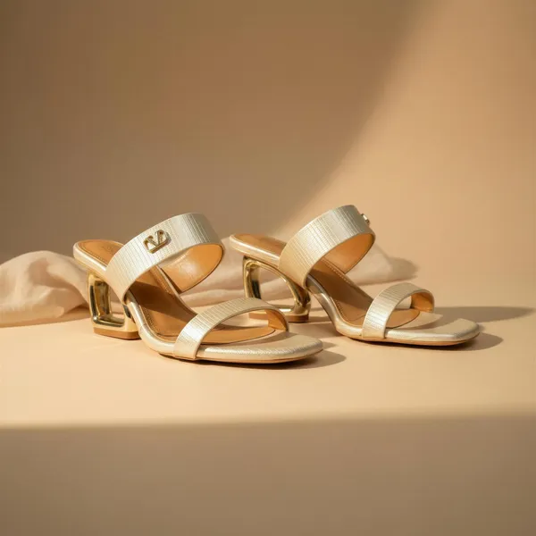 Champagne_Textured_Mule_Heels_with_Sculpted_Gold_Heel_–_Open_Toe_Slide_Sandals_for_Women