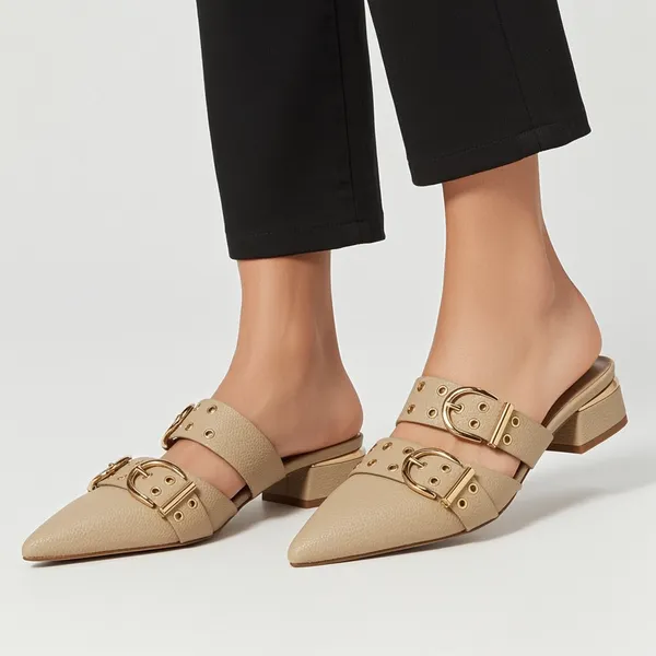 Elan_Béige_Buckled_Pointed-Toe_Block_Heel_Mules_for_Women_|_Elegant_Low-Heel_Slip-On_Shoes