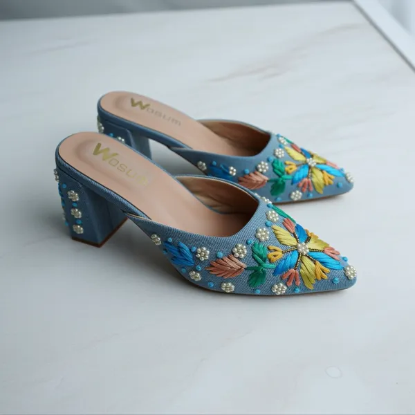 Floréa_Blue_Hand-Embroidered_Block_Heel_Mules